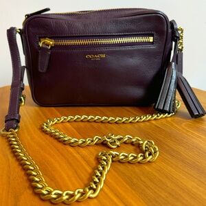 Coach legacy flight bag  gold chains cross body
